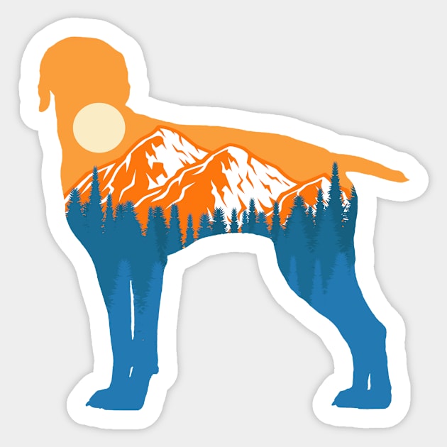 german shorthaired pointer Dog Silhouette Sunset Nature Mountain Gift Sticker by T-shirt verkaufen